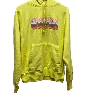 Champion reverse weave womens size small yellow hoodie sweatshirt vintage